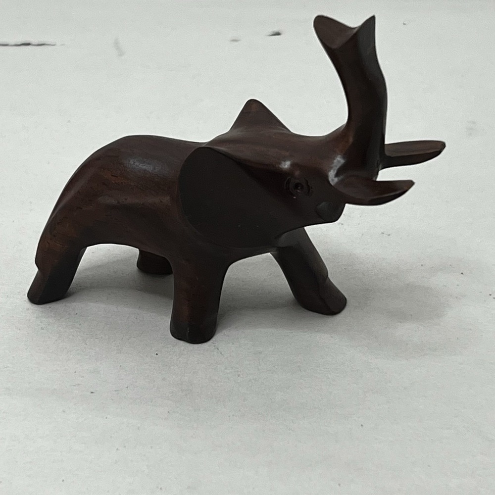 Vintage Wood Wooden Carved Elephant Figurine Small